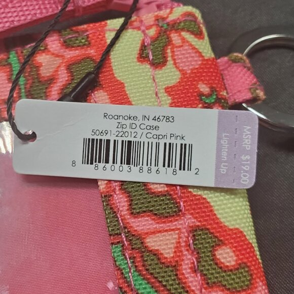 BN Vera Bradley Women's Outlet Lighten Up Zip ID Case- Capri Pink - Picture 3 of 6
